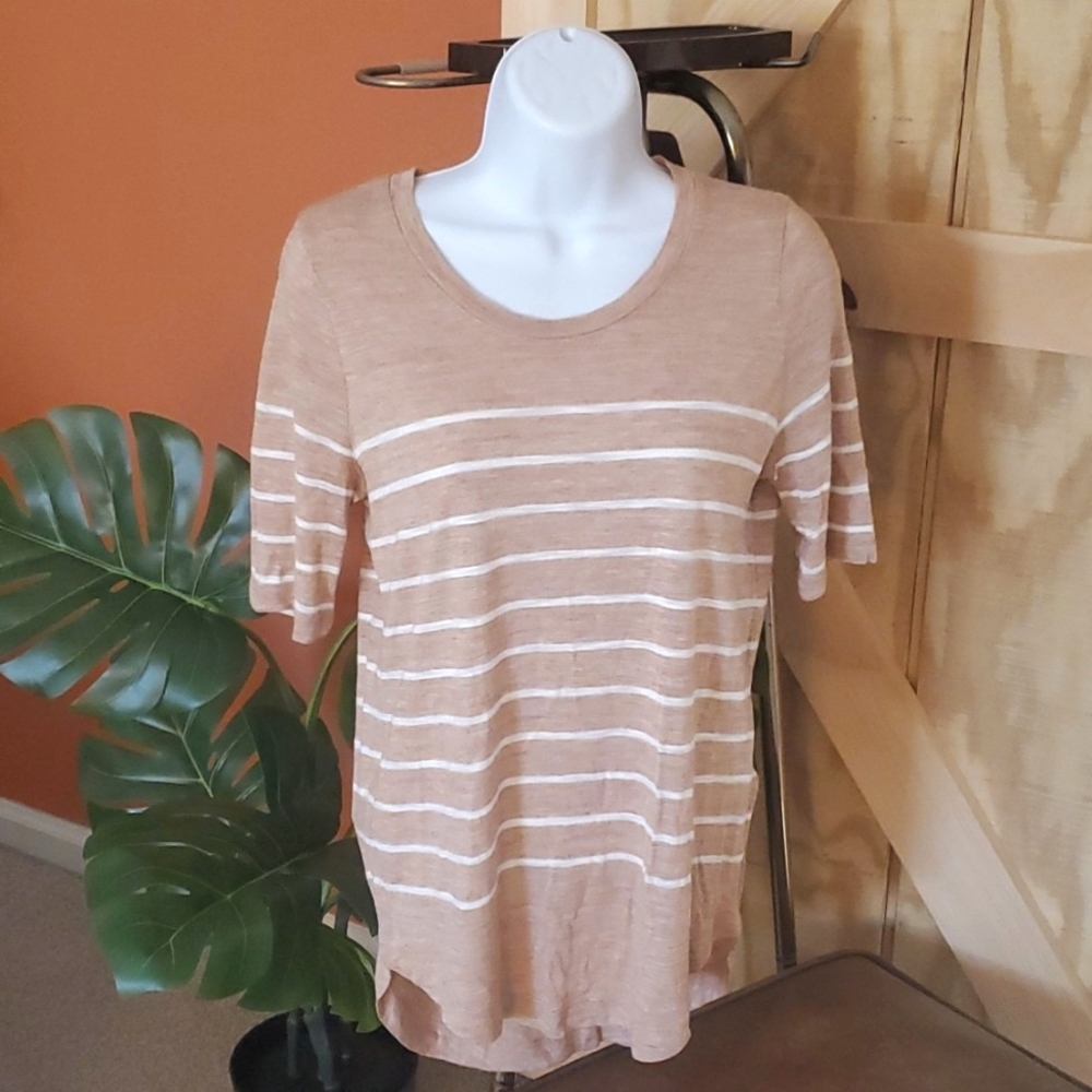 Madewell Tan & White Striped T-shirt, size XS